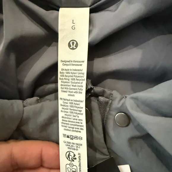 Lululemon Insulated Oversized Collared Jacket Solar Grey Women's Size L EB1 NEW